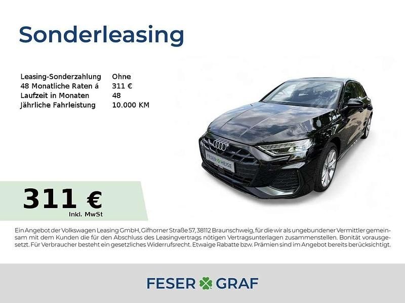 Mythosschwarz metallic Neu 2025 Audi A3 S-Line Limousine | 29.385 € (Superpreis) - Bild 1/4