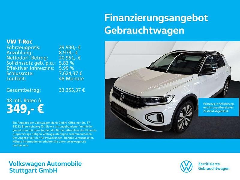 Pure white/schwarz Gebraucht 2025 VW T-Roc Life SUV | 29.930 € (Superpreis) - Bild 1/3