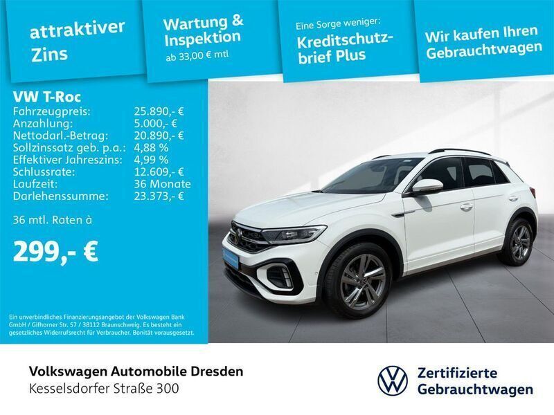 Pure white Gebraucht 2023 VW T-Roc R-line SUV | 25.890 € (Teuer) - Bild 1/3