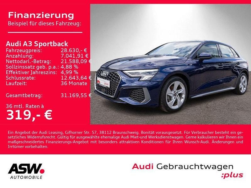 Navarrablau metallic Gebraucht 2022 Audi A3 S-Line Limousine | 27.360 € (Fairer Preis) - Bild 1/4