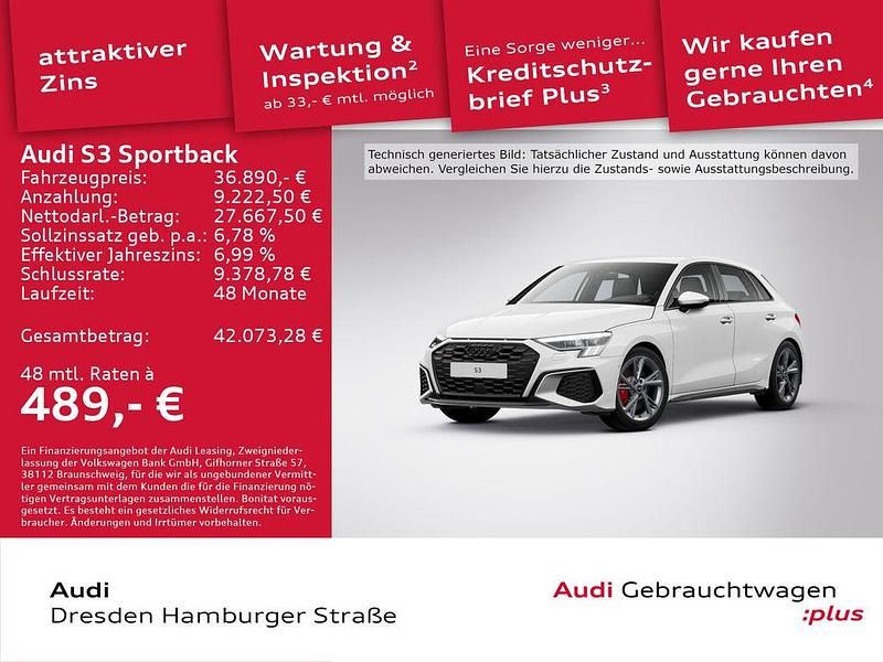 Ibisweiß Gebraucht 2022 Audi S3 Ambiente Limousine | 36.890 € (Fairer Preis) - Bild 1/3