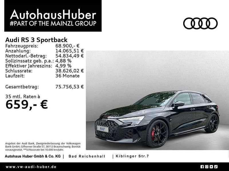 Mythosschwarz metallic Gebraucht 2025 Audi RS3 Ambiente Limousine | 68.900 € (Fairer Preis) - Bild 1/4