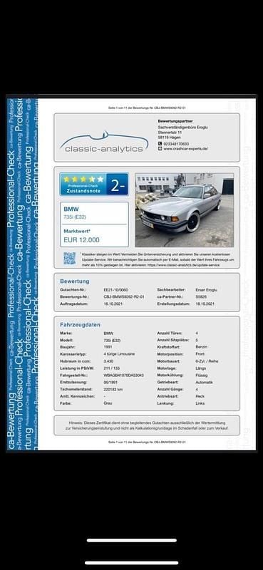 Silber Gebraucht 1991 BMW 735 Limousine | 5.000 € - Bild 1/4