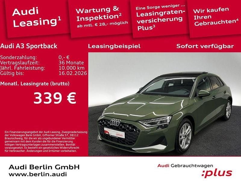 Distriktgrün metallic Gebraucht 2025 Audi A3 Advanced Plus Limousine | 35.200 € (Fairer Preis) - Bild 1/3