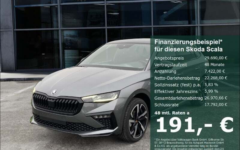 Grau Neu 2024 Skoda Scala Monte Carlo Kleinwagen | 29.690 € (Teuer) - Bild 1/4