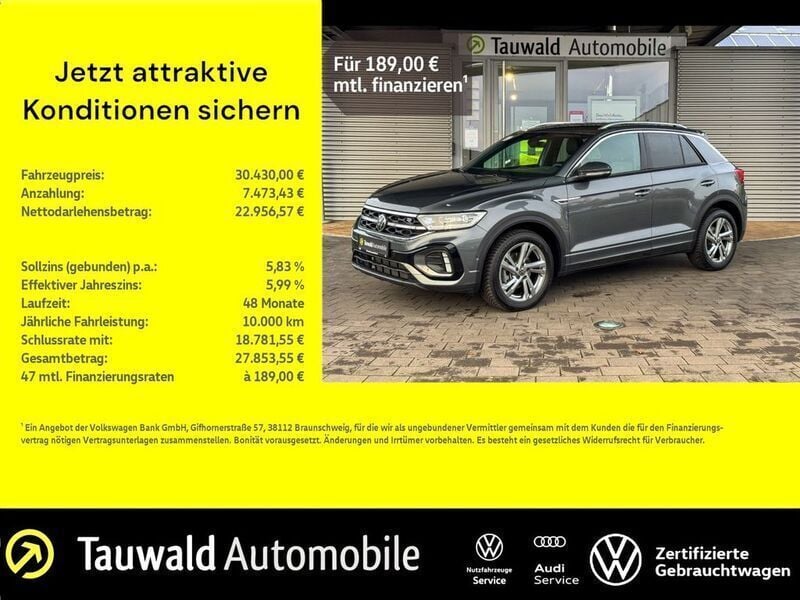 Grau (indiumgrau metallic) Gebraucht 2024 VW T-Roc R-line SUV | 30.429 € (Guter Preis) - Bild 1/4