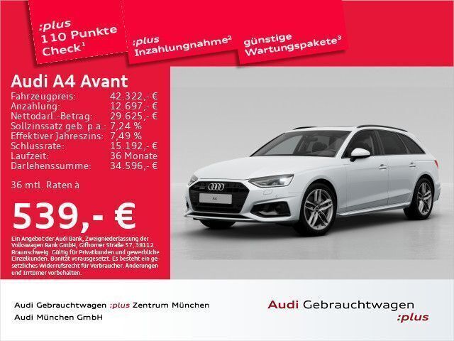 Gletscherweiß metallic Gebraucht 2024 Audi A4 Advanced Plus Kombi | 43.871 € - Bild 1/2