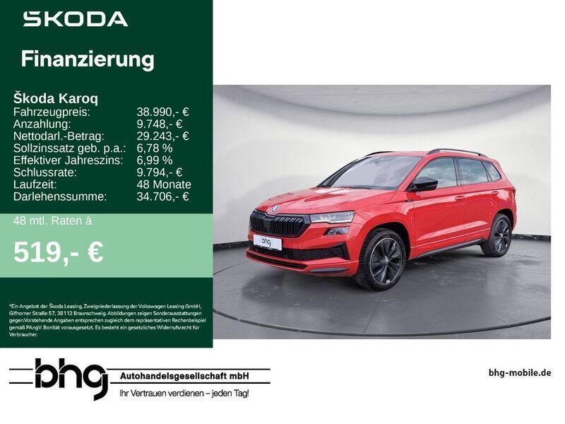 Rot Gebraucht 2024 Skoda Karoq SportLine SUV | 38.990 € (Etwas zu teuer) - Bild 1/4