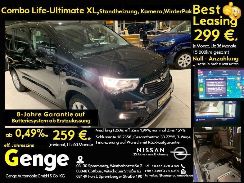 Schwarz perl metallic Neu 2024 Opel Combo-e Life Ultimate Van / Kleinbus | 29.580 € - Bild 1/4