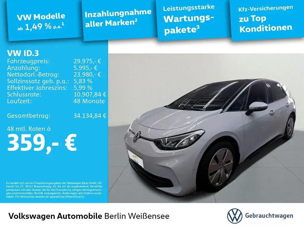 Gebraucht VW ID.3 Pro 150 kW (204 PS) 2024 Gletscherweiß metallic Kleinwagen