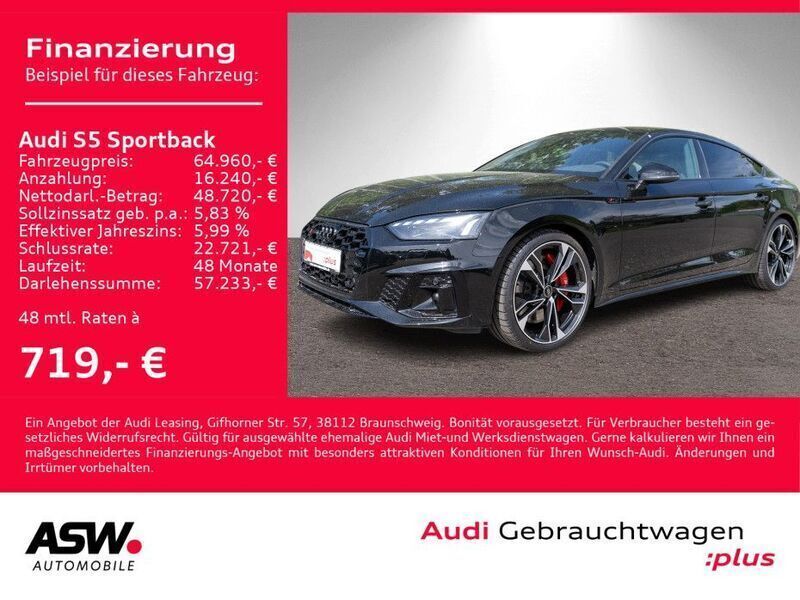 Mythosschwarz metallic Gebraucht 2024 Audi S5 Sportback Ambiente Kleinwagen | 64.960 € (Etwas zu teuer) - Bild 1/4