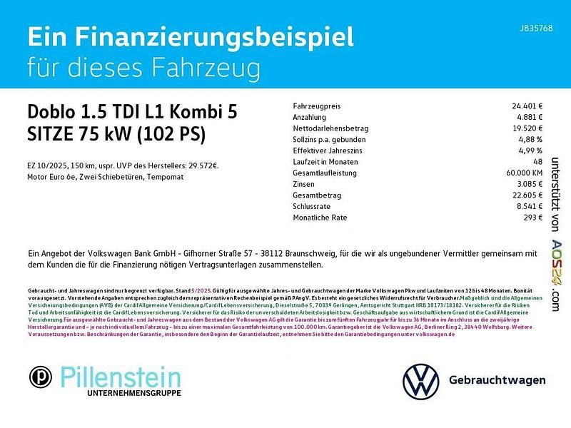 Neu Fiat Doblò 102 PS (75 kW) 2025 Grau Van / Kleinbus