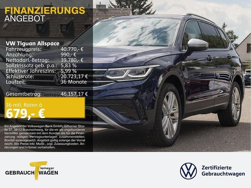 Blau Gebraucht 2024 VW Tiguan Allspace Elegance SUV | 40.770 € (Guter Preis) - Bild 1/4