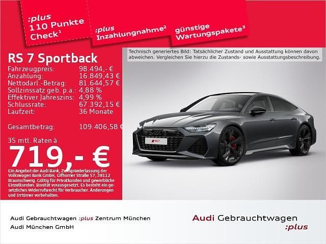 Daytonagrau perleffekt Gebraucht 2023 Audi RS7 Ambiente Kleinwagen | 98.494 € (Guter Preis) - Bild 1/2