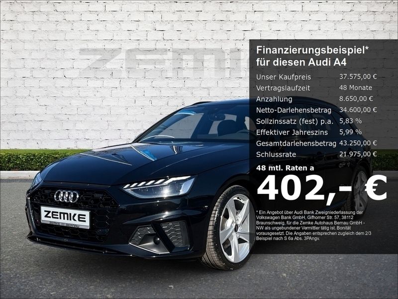 Schwarz Gebraucht 2024 Audi A4 S-Line Kombi | 37.575 € (Etwas zu teuer) - Bild 1/4