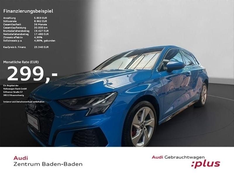 Turboblau Gebraucht 2021 Audi A3 Sportback e-tron Ambiente Limousine | 22.790 € (Fairer Preis) - Bild 1/4