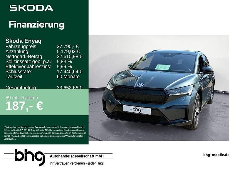 Quarzgrau metallic Gebraucht 2021 Skoda Enyaq iV SportLine SUV | 27.790 € (Fairer Preis) - Bild 1/4