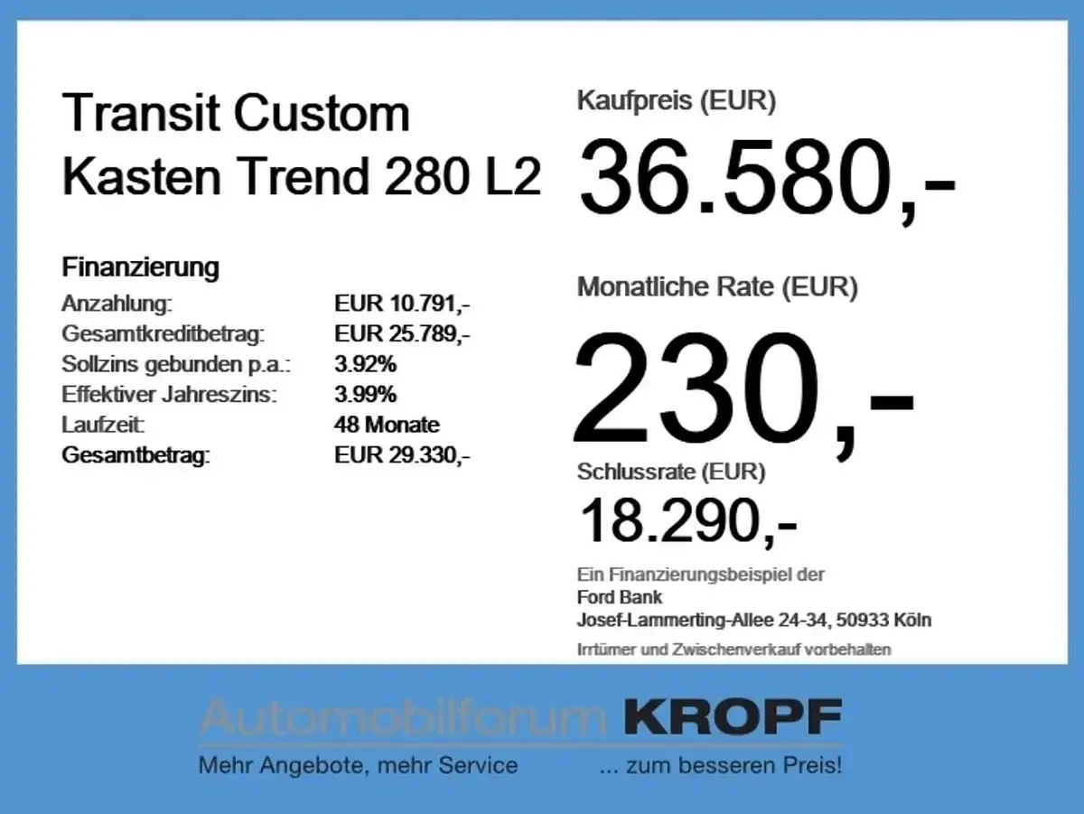 Neu Ford Transit Custom Trend 170 PS (125 kW) 2026 Weiß Van / Kleinbus