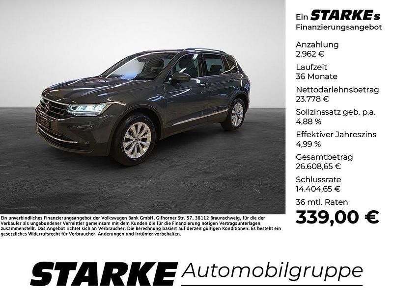 Grau (uranograu) Gebraucht 2021 VW Tiguan Life SUV | 26.740 € (Guter Preis) - Bild 1/4