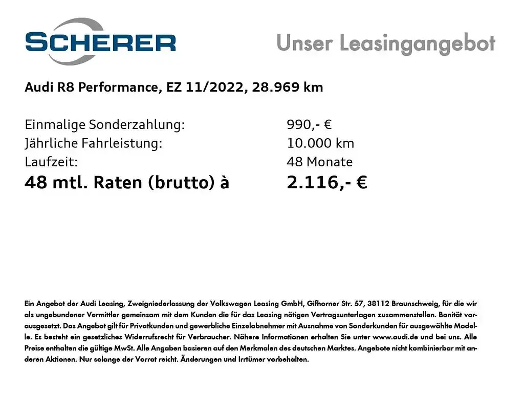 Gebraucht Audi R8 Coupé Performance 570 PS (419 kW) 2022 Mythosschwarz metallic Coupé