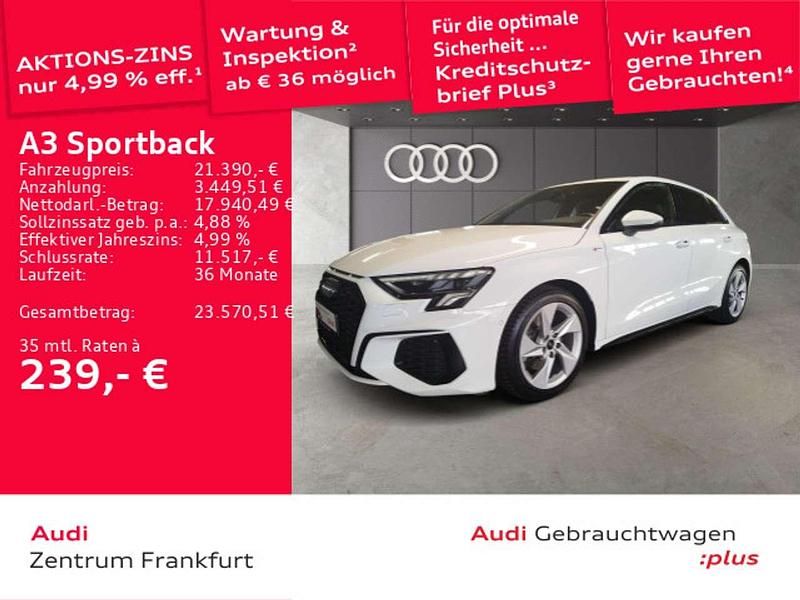 Ibisweiß Gebraucht 2021 Audi A3 S-Line Limousine | 21.390 € (Guter Preis) - Bild 1/2