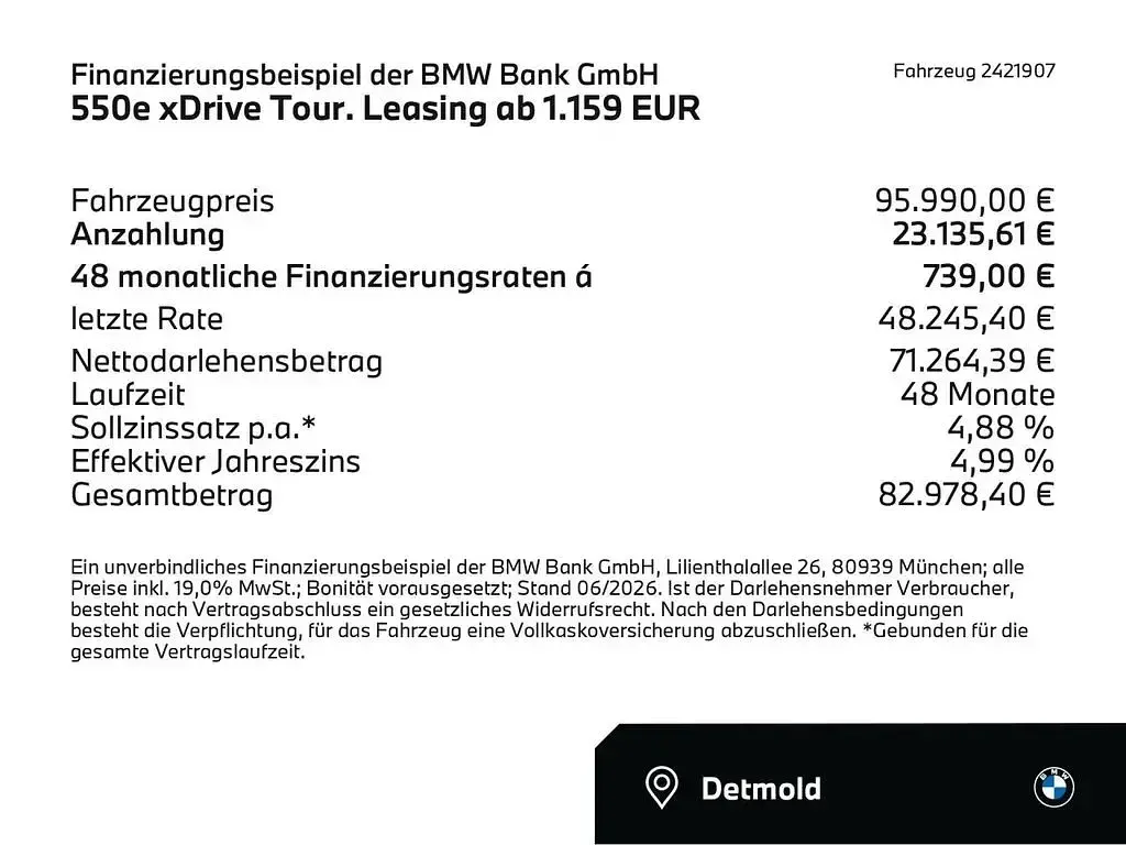 Neu BMW 550e Performance 489 PS (359 kW) 2025 Schwarz Limousine