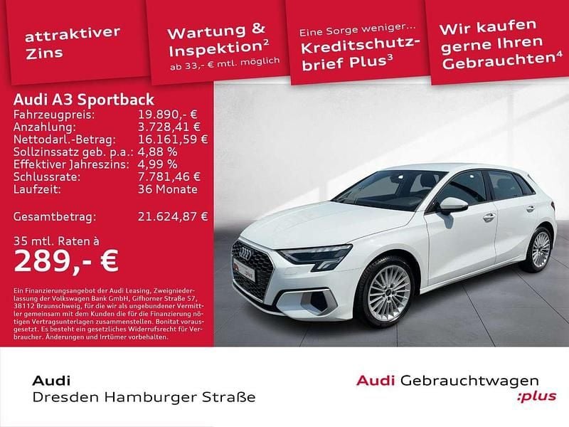 Ibisweiß Gebraucht 2020 Audi A3 Advanced Limousine | 19.890 € (Fairer Preis) - Bild 1/3