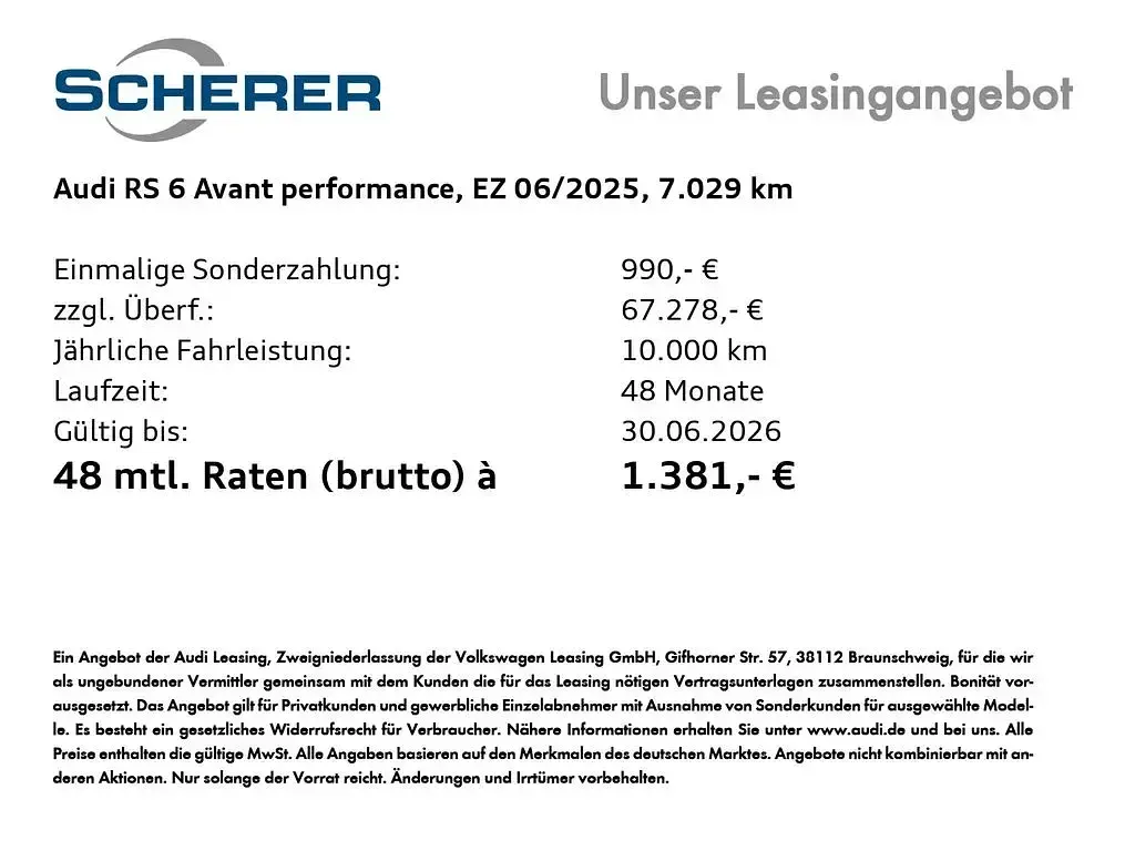 Gebraucht Audi RS6 Performance 630 PS (463 kW) 2025 Sebringschwarz kristalleffekt Kombi