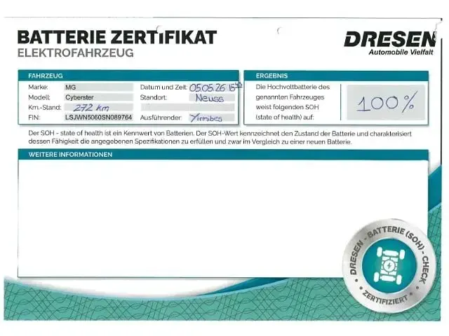 Usata MG Cyberster 375 kW (510 CV) 2026 Bianco Cabrio
