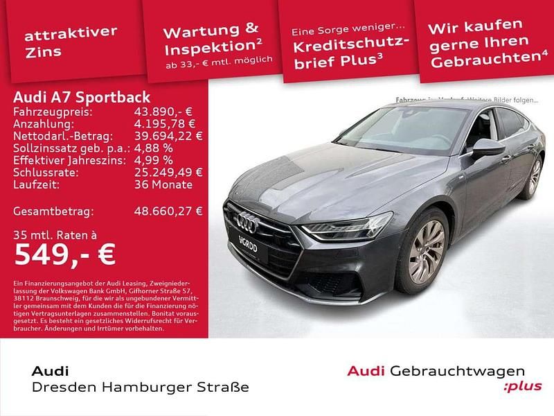 Daytonagrau perleffekt Gebraucht 2022 Audi A7 S-Line Kleinwagen | 43.890 € (Guter Preis) - Bild 1/3