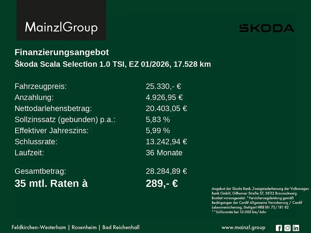 Gebraucht Skoda Scala Tour 116 PS (85 kW) 2026 Stahl grau Kleinwagen