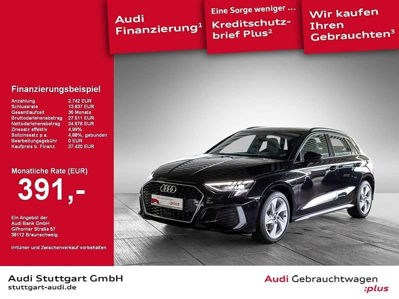 Mythosschwarz metallic Gebraucht 2021 Audi A3 Sportback e-tron Ambiente Limousine | 27.420 € (Fairer Preis) - Bild 1/2
