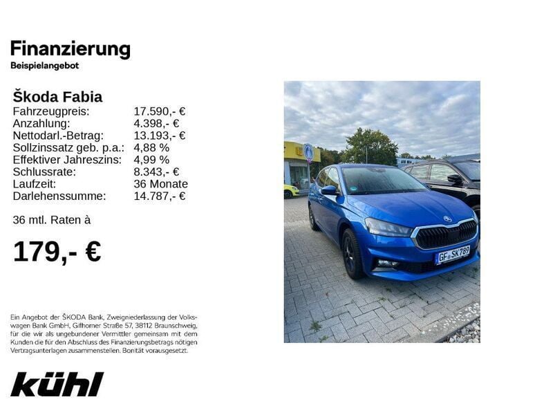 Blau Gebraucht 2024 Skoda Fabia Selection Kleinwagen | 17.290 € (Guter Preis) - Bild 1/4