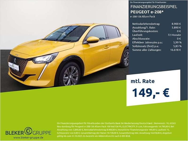 Faro gelb Gebraucht 2021 Peugeot e-208 Allure Kleinwagen | 14.390 € (Guter Preis) - Bild 1/3