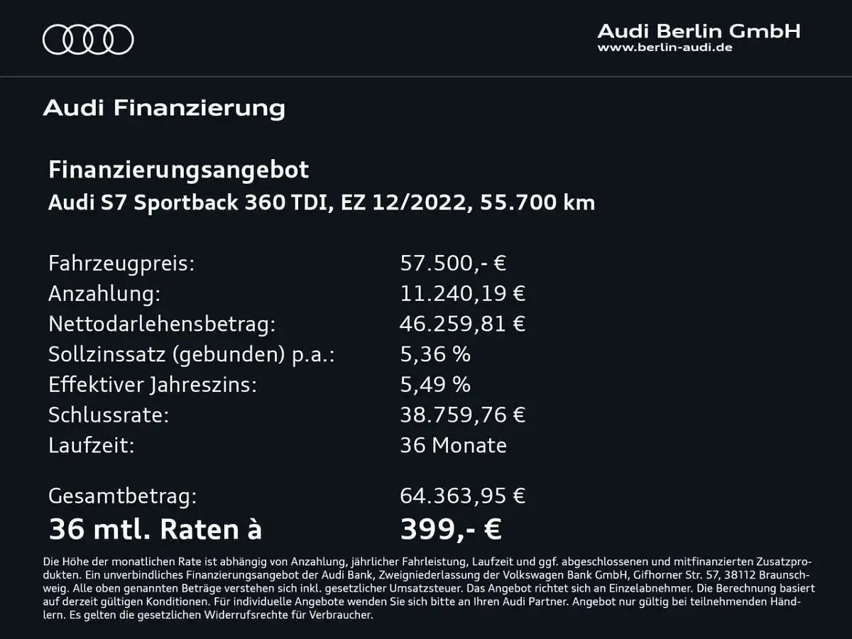 Gebraucht Audi S7 344 PS (253 kW) 2022 Ultrablau metallic Kleinwagen