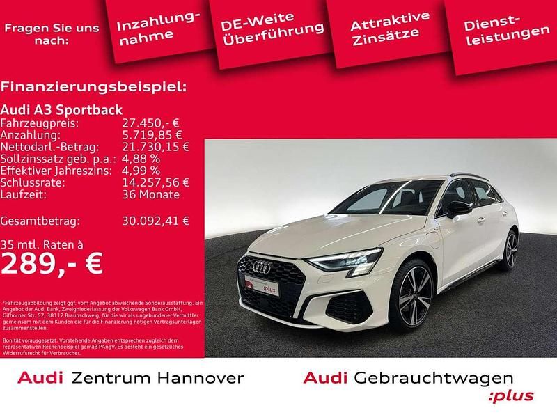 T9 ibisweiß Gebraucht 2021 Audi A3 e-tron S-Line Kleinwagen | 27.450 € (Fairer Preis) - Bild 1/4