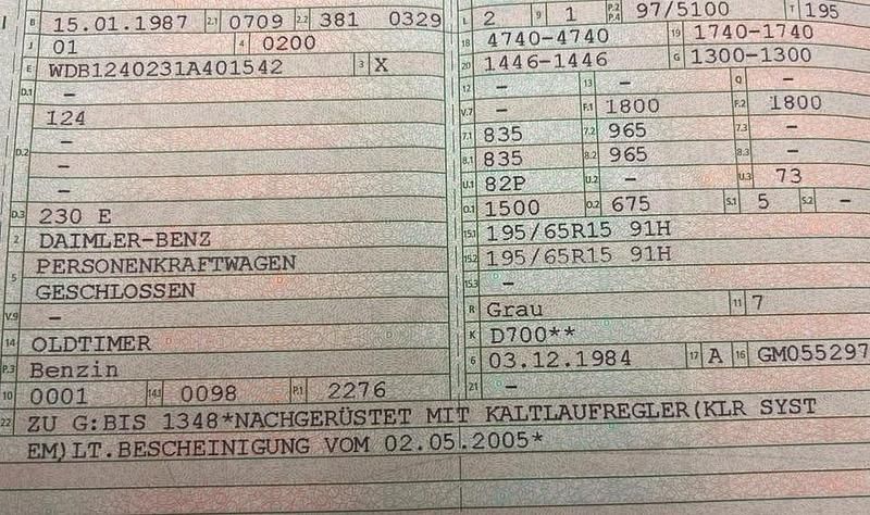 Gebraucht Mercedes E230 132 PS (97 kW) 1987 Grau Limousine