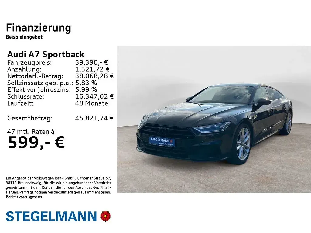 Gebraucht Audi A7 Sportback S-Line 245 PS (180 kW) 2022 Schwarz Kleinwagen
