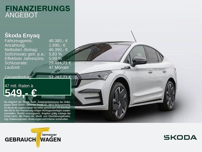 Moonweiß perleffekt Gebraucht 2023 Skoda Enyaq iV Lounge SUV | 48.380 € (Teuer) - Bild 1/4
