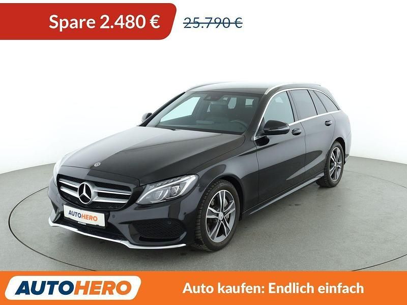 Obsidianschwarz Gebraucht 2017 Mercedes C300 AMG line Kombi | 23.310 € (Fairer Preis) - Bild 1/3