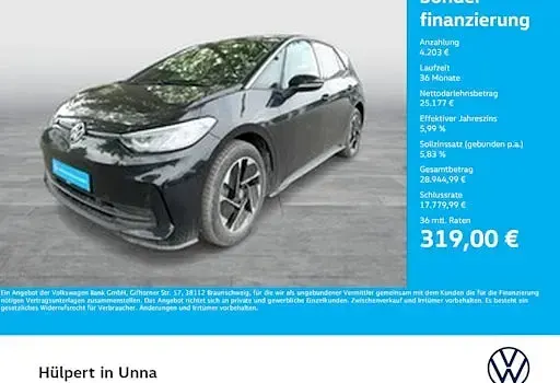 Neu VW ID.3 Trendline 125 kW (170 PS) 2026 Schwarz Kleinwagen