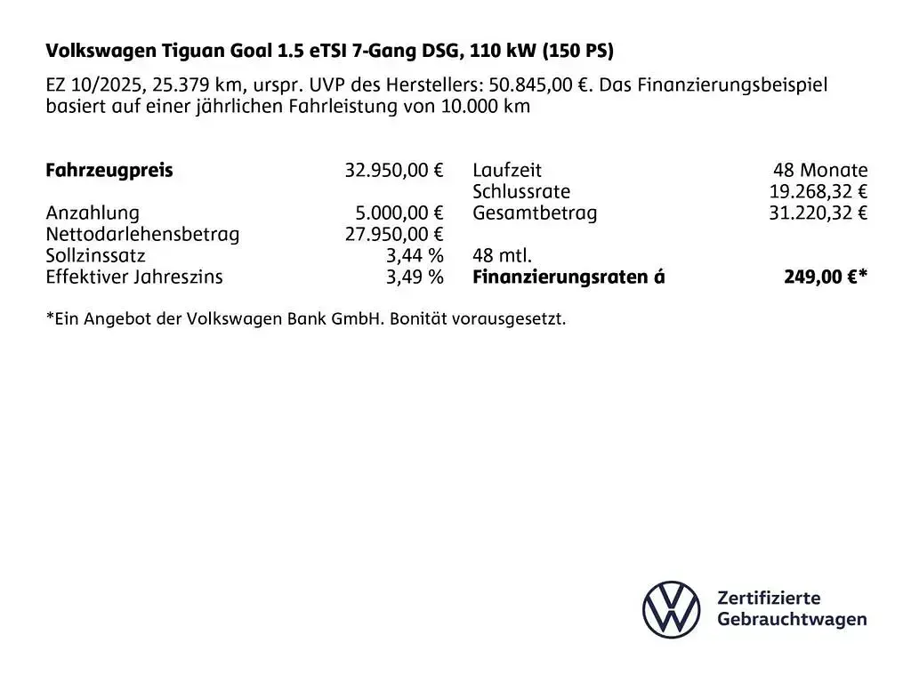 Gebraucht VW Tiguan Goal 150 PS (110 kW) 2025 Delfingrau SUV