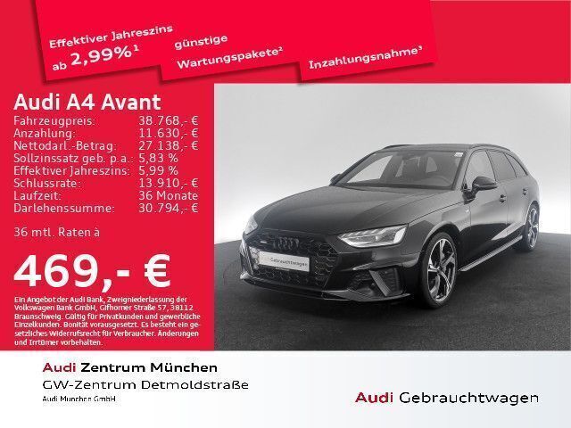 Mythosschwarz metallic Gebraucht 2023 Audi A4 S-Line Kombi | 41.448 € (Teuer) - Bild 1/2
