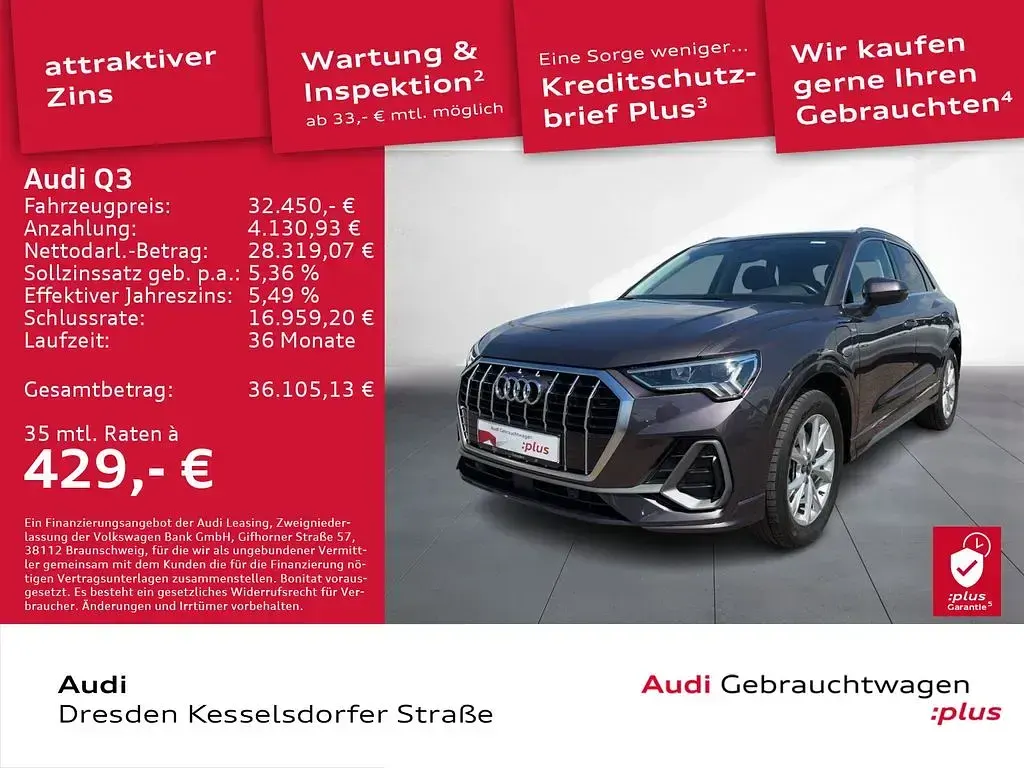 Gebraucht Audi Q3 S-Line 245 PS (180 kW) 2022 Amethystgrau metallic /individ SUV
