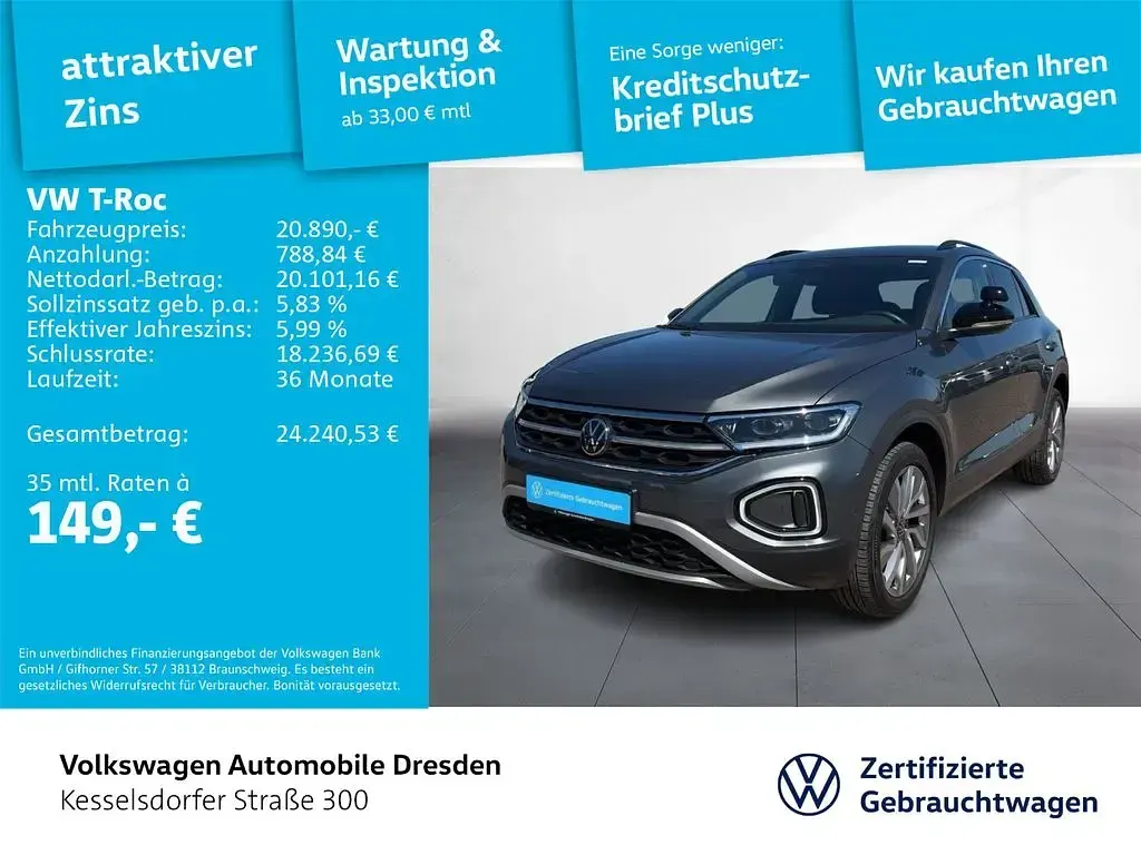 Gebraucht VW T-Roc Move 116 PS (85 kW) 2024 Grau SUV