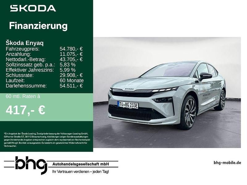 Grau Gebraucht 2025 Skoda Enyaq iV SportLine SUV | 54.780 € (Etwas zu teuer) - Bild 1/4