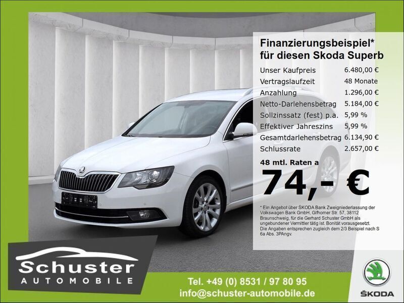 Weiss Gebraucht 2013 Skoda Superb Elegance Kombi | 6.480 € (Superpreis) - Bild 1/4
