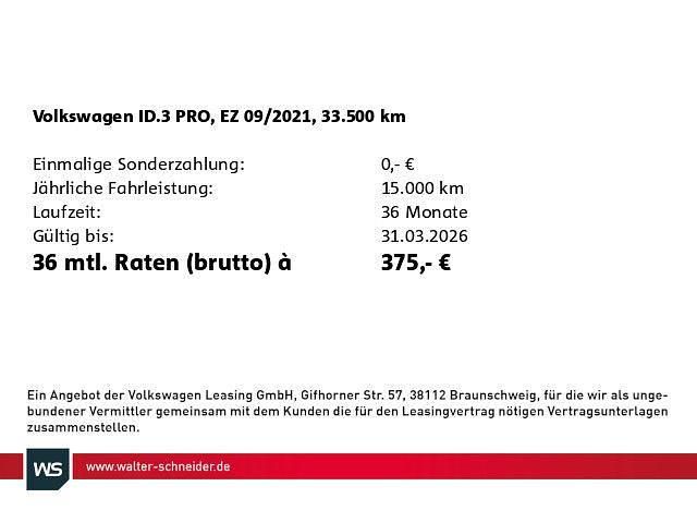 Gebraucht VW ID.3 Pro Performance 150 kW (204 PS) 2021 Grau Kleinwagen