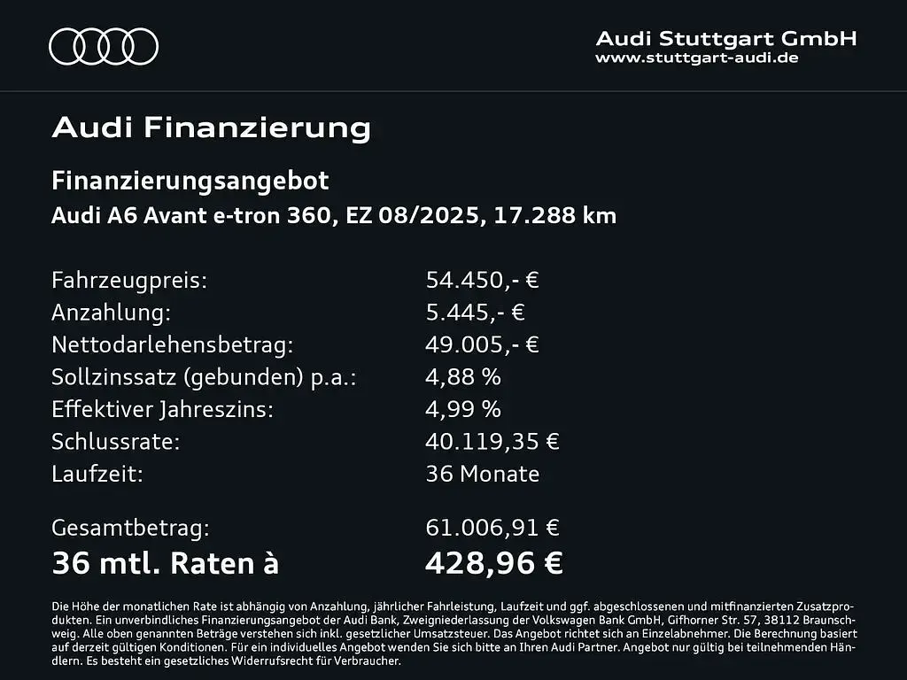 Usata Audi A6 e-tron Ambiente 210 kW (286 CV) 2025 Grigio Station wagon