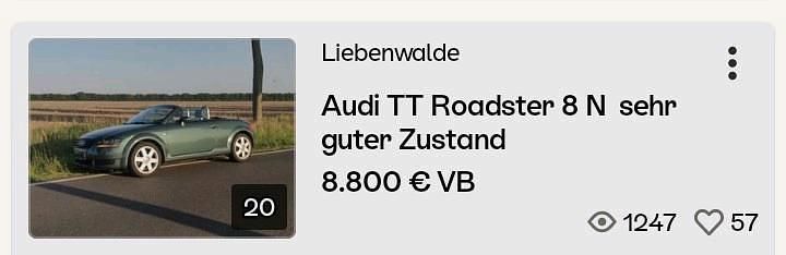 Gebraucht Audi TT Roadster S-Line 180 PS (132 kW) 1999 Grün Cabrio